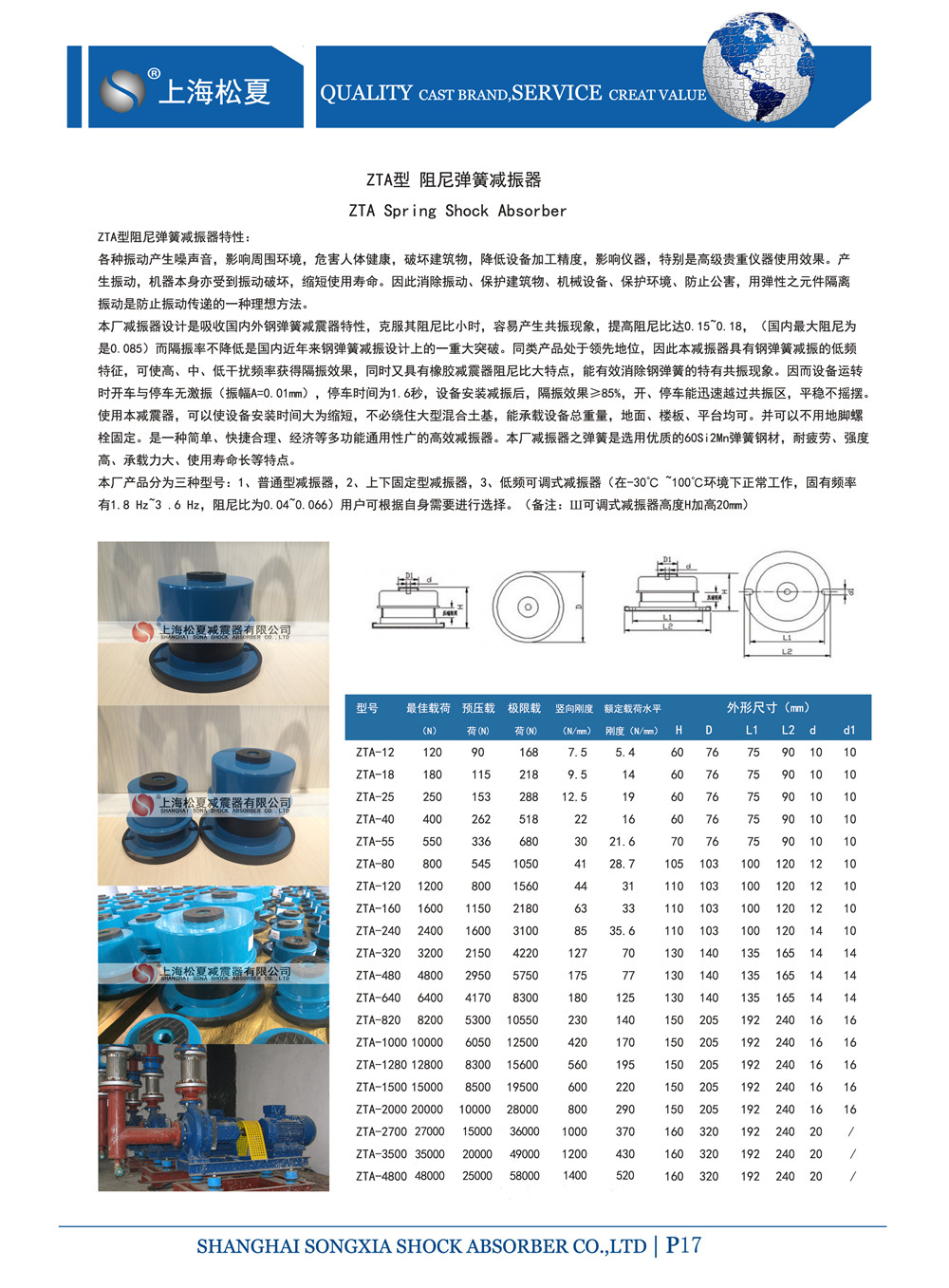 ZTA型系列减振器共有三种安装形式 ZTA弹簧隔振器参数表